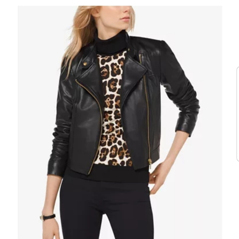 BNWT Michael Kors lamb leather moto jacket P